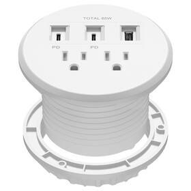 Ltu-pd65ac2-w Lider Pd 65w Desktop Power Grommet With Usb-a 2 Ports Tamper-resistant White