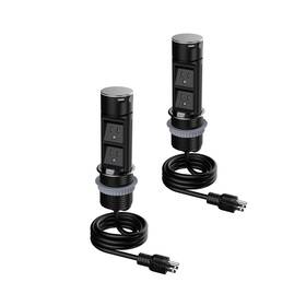 Link2home 810010539854 2 Pack Space Saver Pop Up Outlet Power Outlets Usb Ports A/c 2.4 Amp S