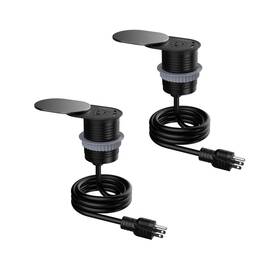 Link2home 810010539861 2 Pack Space Saver Grommet Socket 1-power-outlet Usb A/c Port 3.1 A