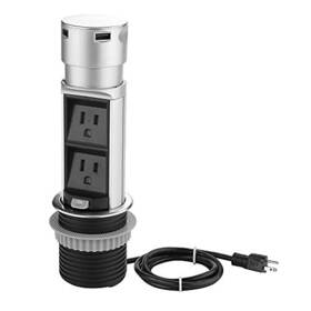 Link2home 818445021036 Link 2 Home Space Saver Pop Up Outlet Station With Usb Power Outlets 15a