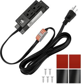 Litever 711181254983 Gun Safe Power Outlet Strip With 2 Usb Ports. 10 Ft Flat Ac Cable R