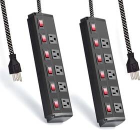 Lo3731 Lonabr 2 Pack Surge Protector Power Strip With 5 Outlets 6ft Cord For Home Black