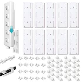 Lovufir 762704146735 Adhesive Punchfree Socket Holder 10pcs Power Stirp And 40pcs Cable Clips