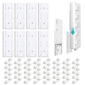 Lovufir 762704146797 Power Strip Holder And Cable Clips Kit 8pcs Adhesive Punchfree Socket Wit