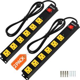 2700j Ltd. 313056777797 Power Strip Surge Protector 2 Pack 6 Outlet Heavy Duty Strips With