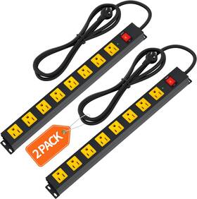 2100j Ltd. 313091149177 8 Outlet Long Power Strip 2pack Surge Protector Heavy Duty 6ft Cord Wide