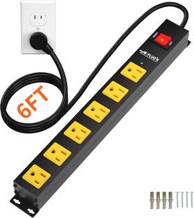 2700j Ltd. 313105666652 Power Strip Surge Protector 6 Outlet Heavy Duty Strips With Flat Pl