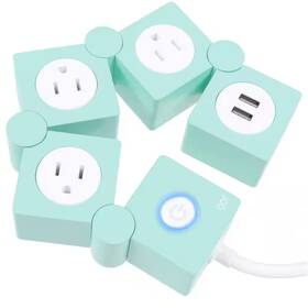 Lukyamzn 313022049071 5 Ft. Extension Cord 3-outlet Power Strip Surge Protector In Mint Green With 2-u