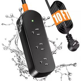 Ipx6 Lukyamzn 313026674606 Outdoor Weatherproof Power Strip 10ft Extension Cord Waterproof Surge Prote
