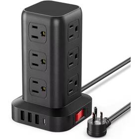 Lukyamzn 313040567557 Power Strip Tower 6.5 Ft. 12-outlet 3-ports 1-ports Surge Protector With Overloa