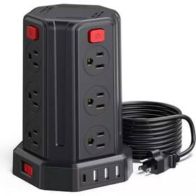 Lukyamzn 313106550547 12-outlet Power Strip Surge Protector With 10 Ft. Extension Cord 4 Usb Port In