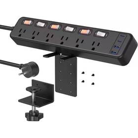 Lukyamzn 313111895800 6-outlet Power Strip Surge Protector With Usb Port Individual Switches And 10 F