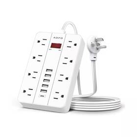 Lukyamzn 445009682605 5 Ft. Flat Plug Extension Cord Power Strip 8-outlets Surge Protector Wall Mounta