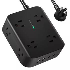 Lukyamzn 445014869817 12-in-1 Power Strip Surge Protector With 5ft Cord 8-outlet 2 Usb-c Ports Usb-a