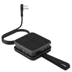 Lukyamzn 445021031016 Black 10 Amp Tamper Resistant Extension 5 Ft. 3 Side Outlet 8 Ac Outl