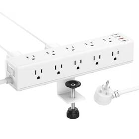 Lukyamzn 445022279295 6 Ft. Extension Cord 15-outlet Power Strip Surge Protector In White With Usb Por