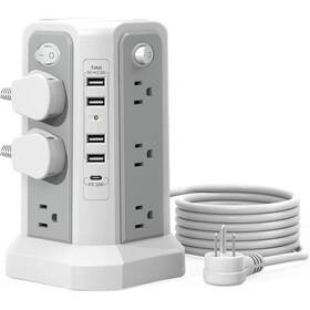 Lukyamzn 445023393334 12-outlet Power Strip Surge Protector 1800 Joules With 5-usb Charging Port And 1