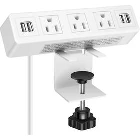 Lukyamzn 445026999946 3-outlet Desk Clamp Power Strip With Usb Port 6.56 Ft. Cable And Removable