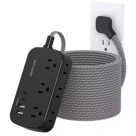 Lukyamzn 445033519557 25 Ft. Flat Plug Power Strip Extension Cord With 6 Outlets 4 Usb Ports 2 Usb-c