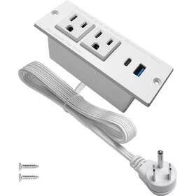 Lukyamzn 445034683691 Recessed Power Strip Desktop Station 2 Outlets 1 Usb-a And Usb-c Mounta