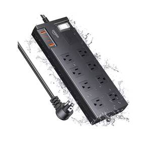 Lukyamzn 445036236215 6 Ft. Plug Extension Cord Power Strip 8-outlets Surge Protector In Black With 2