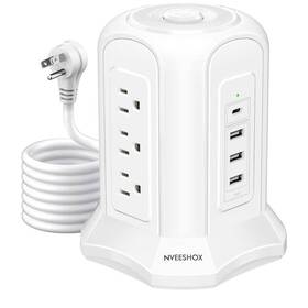 Lukyamzn 445036451472 9-outlet Power Strip Tower Surge Protector With Usb Ports 10 Ft. Extension Cord