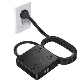 Lukyamzn 445049177154 4-outlet Power Strip Surge Protector With 10 Ft. Flat Long Extension Cord And Us