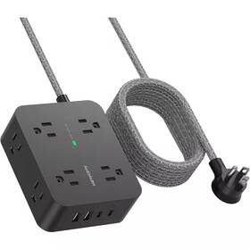 Lukyamzn 445055939982 8-outlet Power Strip Surge Protector With 4 Usb Ports And 10 Ft. Cord Length Wal