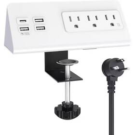 Lukyamzn 445057424400 3-outlet Power Strip Surge Protector With 4-fast Charging Usb Port And 6.56 Ft