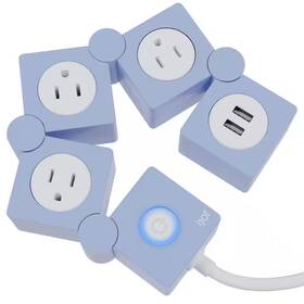 Lukyamzn 705353824692 5 Ft. Extension Cord 3-outlet Power Strip Surge Protector In Light Blue With 2-u