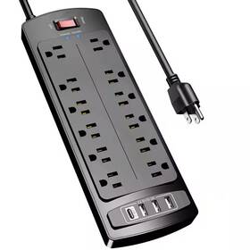 Lukyamzn 711181068214 12-outlet Power Strip Surge Protector With 6 Ft. Cord 4 Usb-a Ports 1 Usb-c Po