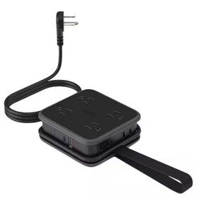 Lukyamzn 711181408539 Black 10 Amp Tamper Resistant Extension 5 Ft. Outlet With 8 Ac Outlets