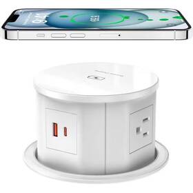 Lukyamzn 711181588019 6 Ft. Cord Pop Up Outlet With 15-watt Wireless Charger 4 Ac Outlets 1 Usb-a
