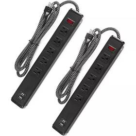 Lukyamzn 726084726093 6 Ft. Heavy-duty Braided Extension Cords 5-outlets Surge Protector Power Strip W