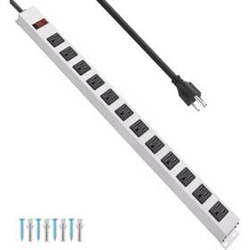 Lukyamzn 744110113983 12-outlet Power Strip Surge Protector With Switch Gaming Desk Strips Wide Spac