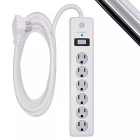 800j Lukyamzn 744110606928 6-outlet Flat Plug Surge Protector Power Strip In White With 10 Ft. Extensi