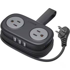 Lukyamzn 744759365262 4 Ft. Black Travel Power Strip Wrapped Compact Short Extension Cord With Outle