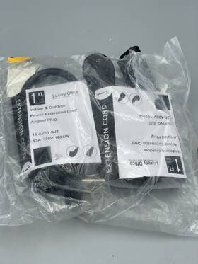 Luxury Office 858079008133 Lot Of 2 - Indoor/ Outdoor Power Ext Cord 1 Ft. Angled Plug