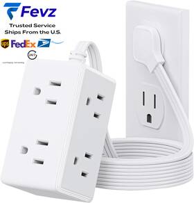 Ps2025 Magicdo Flat Plug Power Strip 6ft Extension Cord With 6 Outlets Extender Wall White