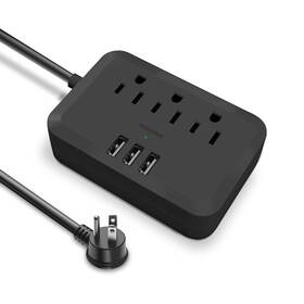 Manymax 749256747184 Power Strip With Usb Mountable Flat Plug Extension Cord 3 Ac Outlets