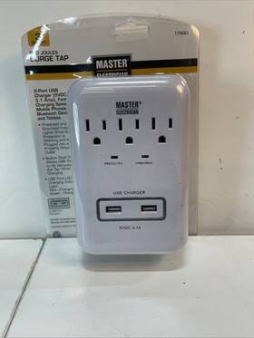 Master 052088010549 Electrician 3-outlet 2-usb 900 Joules Surge Tap. Brand New Sealed