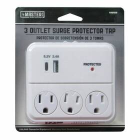 Ct-057b-4 Master Electrician 6 Pack - Wall Tap 3-outlet And 2 Usb Surge Protector