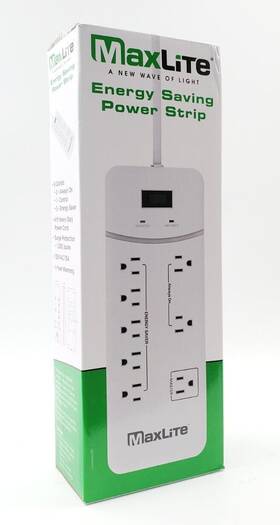 Maxlite 767627901270 8 Outlet Energy Saving Power Strip Surge Protector W Heavy Duty Cord