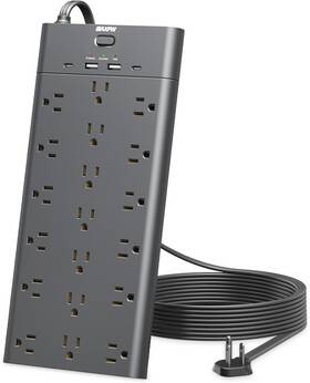 Maxpw 445054395369 Surge Protector Power Strip Extension Cord With 19 Outlets And 4 Usb Ports 6.5