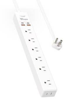 Maxpw 768443411455 10 Ft Power Strip Surge Protector - 7 Outlets 4 Usb Ports 2 C Ul