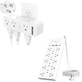 Mp-sp-14usb Maxpw Surge Protector Outlet Splitter With 360 Rotating Plug Extender Wi