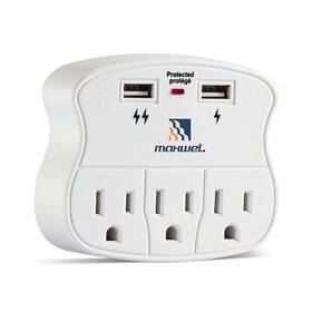 Mots-001 Maxwel Manufacturing Wall Outlet Extender Surge Protector - 490 Joules Protection Multi Plug