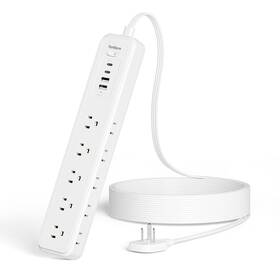 Mcscn 762949399286 10ft Power Strip Surge Protector - Terhavn Extension Cord With 15 White