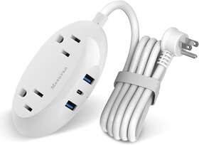 Lsy-aazv-it-20231020-27914 Meauvan Power Strip Surge Protector 5ft Extension Cord With Usb Ports White