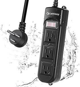 Melkesde 789093846527 Loitinsy Outdoor Power Strip Weatherproof Waterproof Flat Plug With 3 Outlet